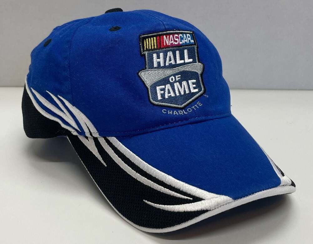 NASCAR Hall of Fame Charlotte Adjustable Baseball Hat Cap Blue Black Embroidered